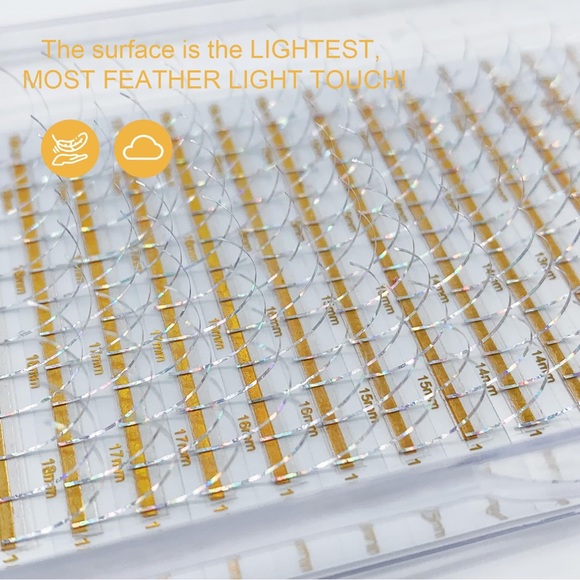 Silver Lash Extensions CC Curl 9-18mm Mixed Lash Trays, Holographic Lash Tinsel - Picture 5 of 8